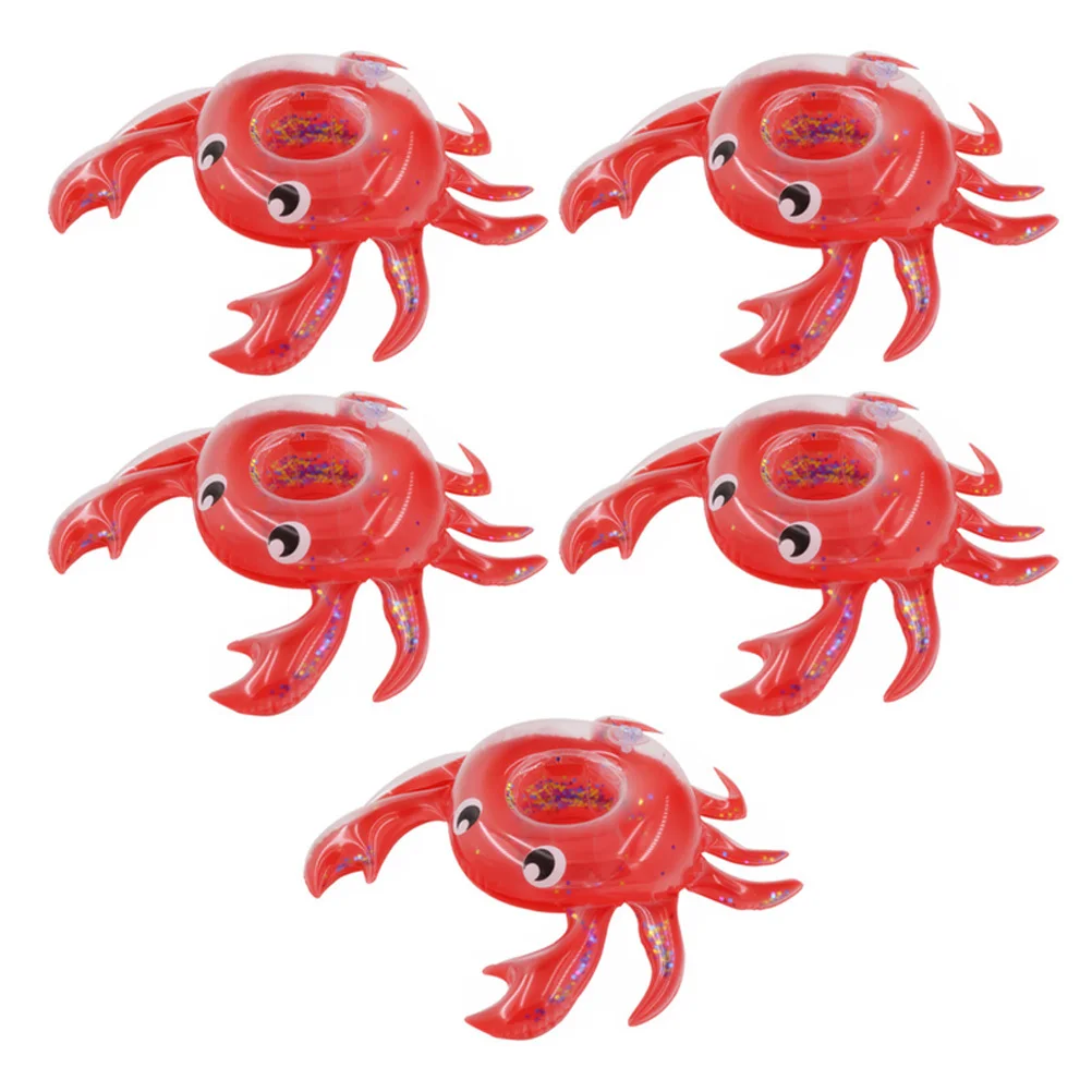 5 pièces porte-gobelet gonflable PVC forme de crabe flottant dessous de verre piscine fête décor gonflable porte-boissons flotteurs sous-verres