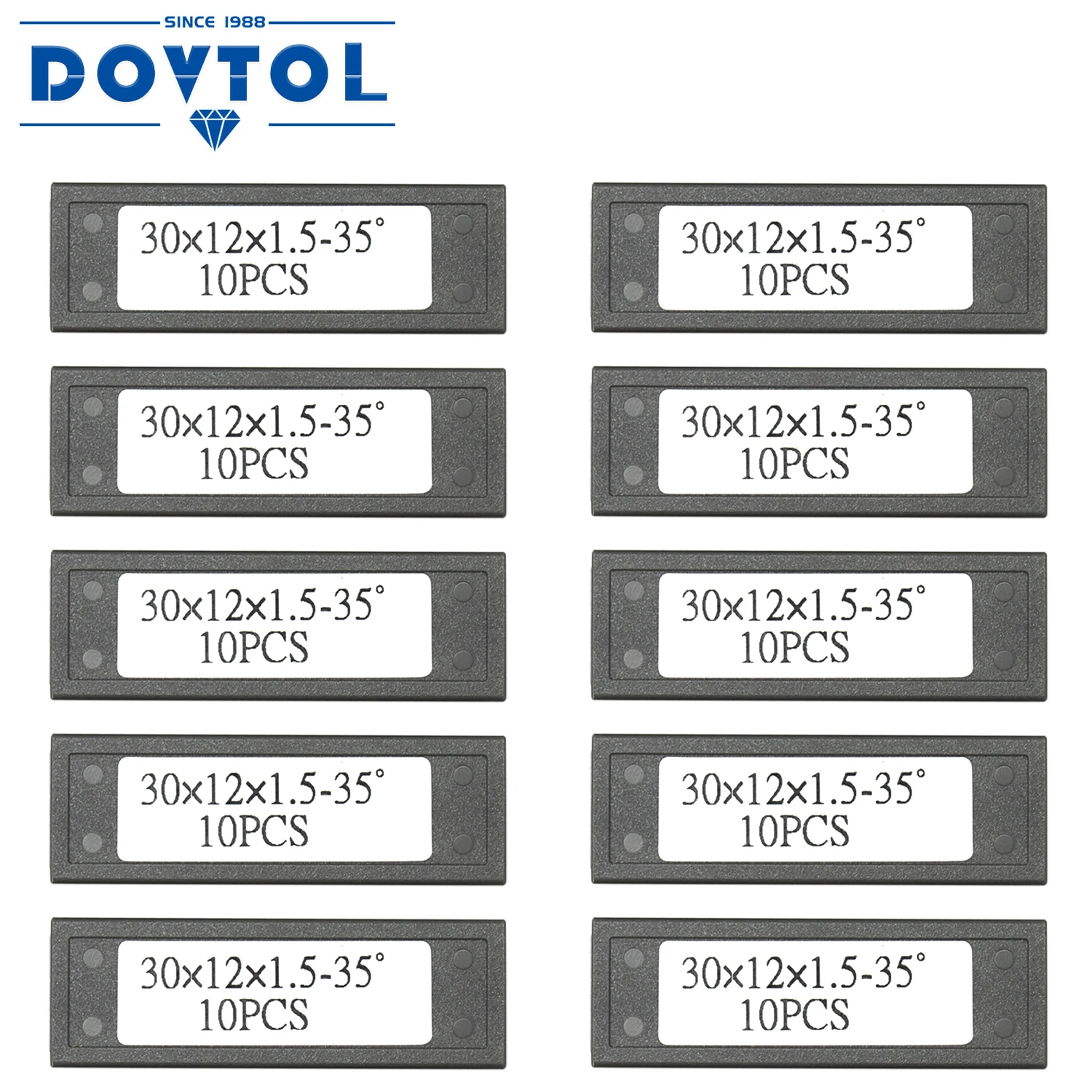 Square 30x12x1.5mm 1.18 inch Carbide Inserts Cutter Blades 100pcs 2 Edges for Woodworking Groove Helical Planer