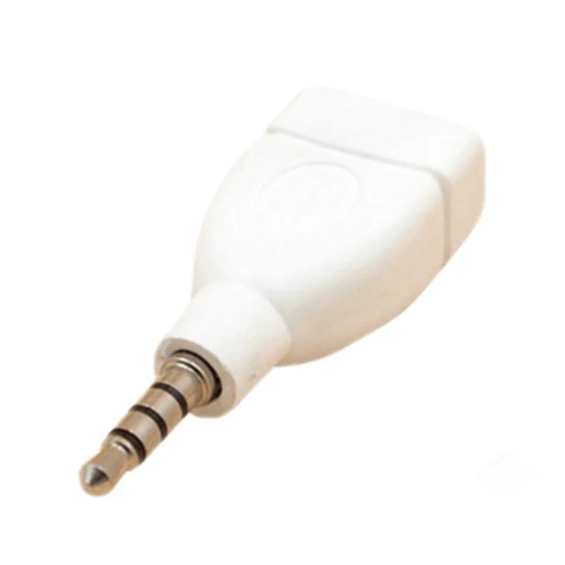 Adaptador convertidor USB 2,0 hembra a macho de 3,5mm, Conector de Audio auxiliar para coche, blanco