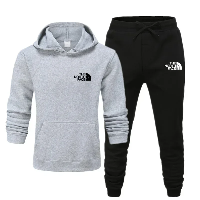 Autumn and winter men's and women's casual and fashionable fitness jogging sets, warm and elastic long pants, sports pullover