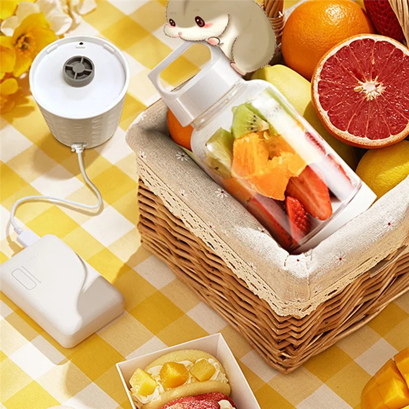 خلاط محمول صغير الحجم للعصائر والمخفوقات، كوب عصارة للسفر، صانع عصائر قابل لإعادة الشحن عبر USB، أزرق