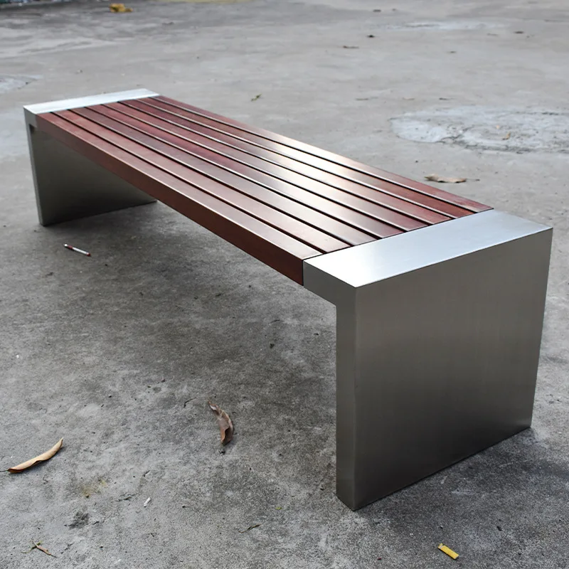 

Household Park Outdoor Bench Community Garden Rest Seat Cast Aluminum Strip Seat Square Plastic Wood Iron Art Leisure