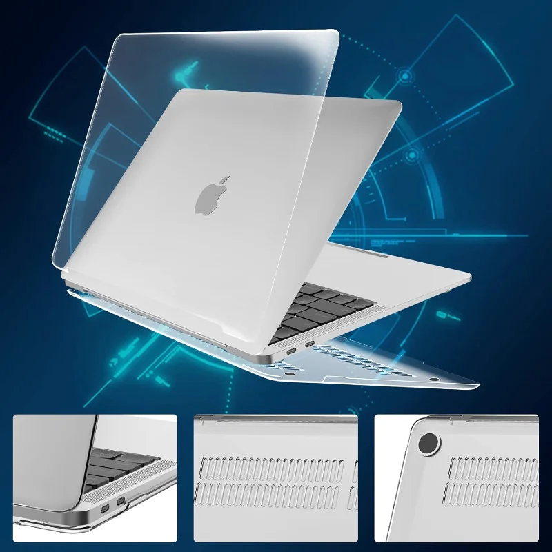 متوافق مع MacBook Air 13 2022-2025 M4 A3240/M3 A3113/M2 A2681، غلاف بلاستيكي صلب وقماش شاشة، شفاف كريستالي #3