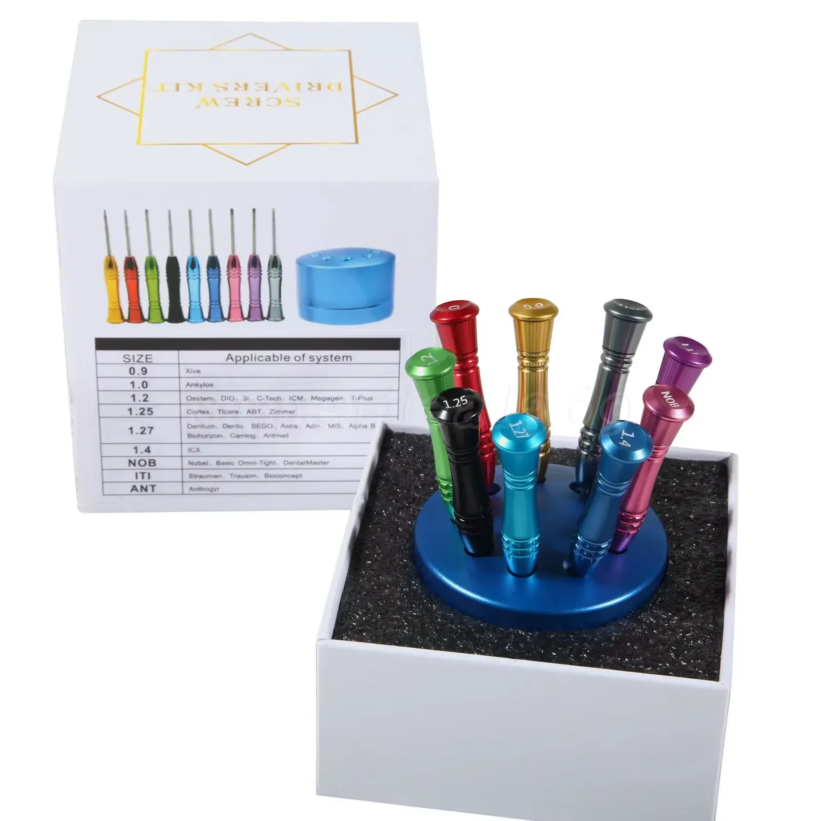 

9Pcs/1Set Dental Implant Screw Driver Kit Abutment Prosthetic Hand Driver Tools Set Drillings