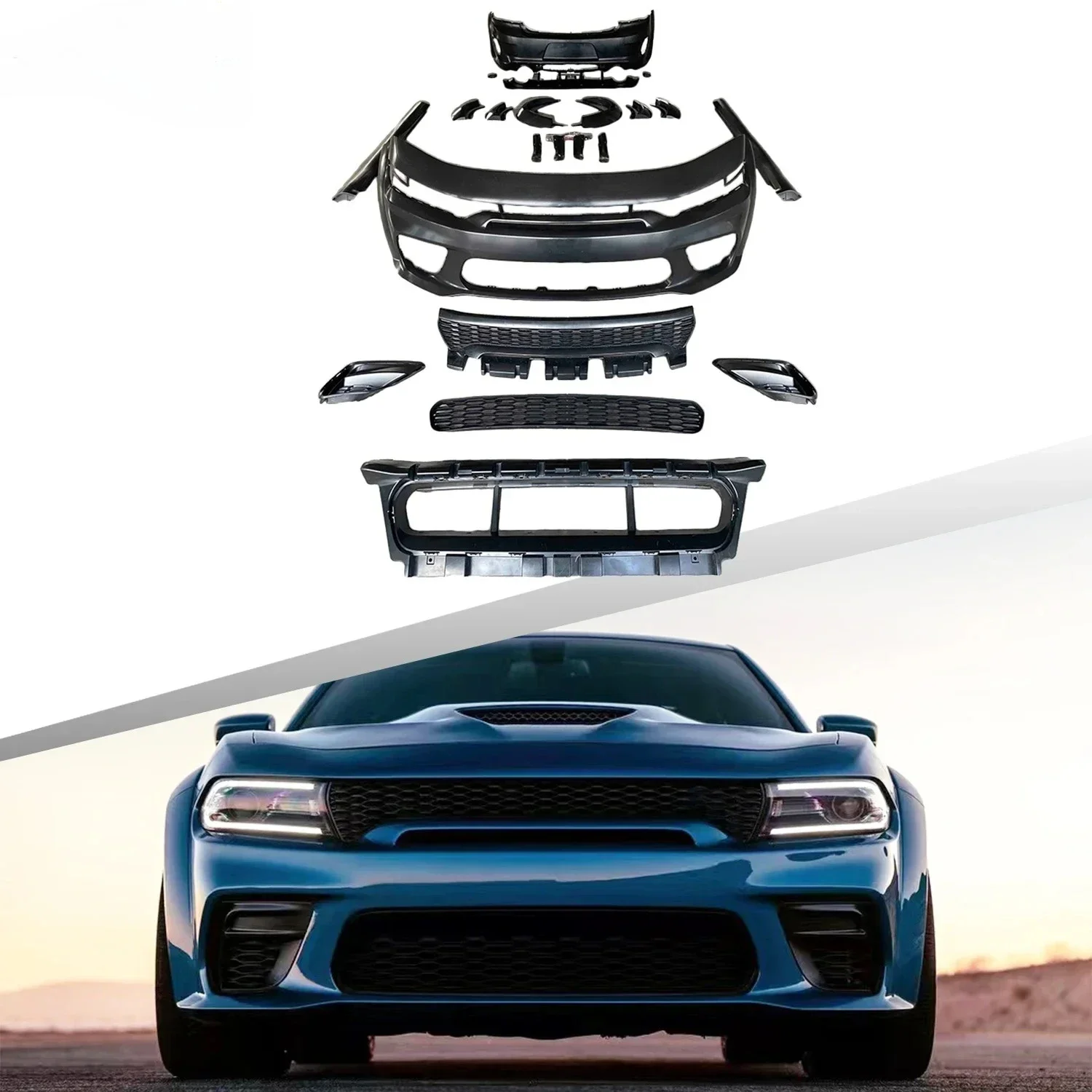 Manufacturer Hellcat Front Rear Bumper Wide Fender Flares Assembly Retrofit Full Complete Body Kit For Dodge Charger 2015-2023
