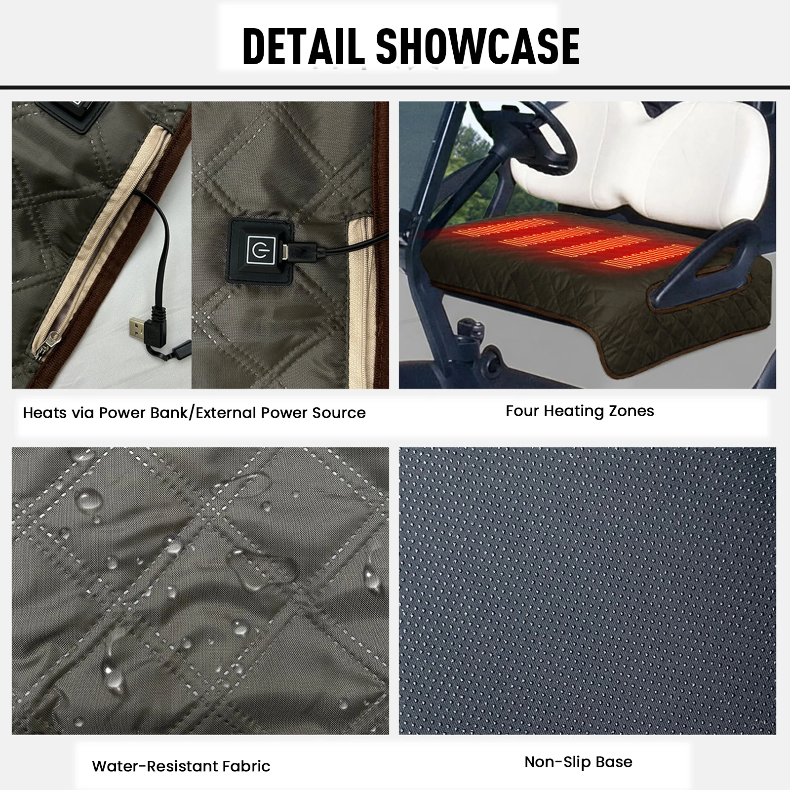 4-منطقة التدفئة عربة جولف مقعد منشفة بطانية مقاوم للماء ساخنة وسادة مقعد عربة جولف مقعد بطانية عربة جولف غطاء مقعد دفئا
