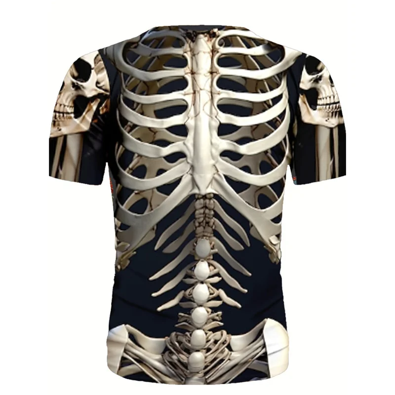 Horror Halloween Skeleton Skulls 3d Printing T Shirt Funny Muscles Abdominal Muscles Graphic Short Sleeves Fashion Mens Clothing