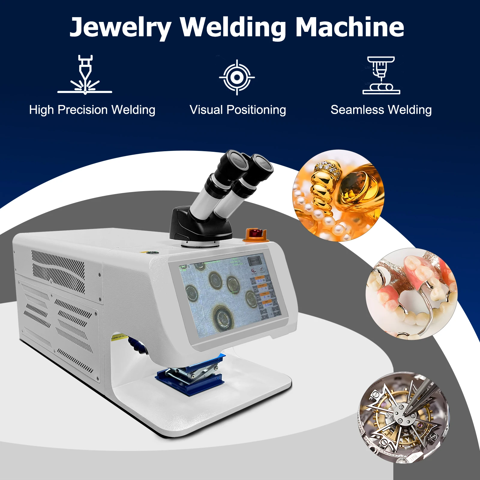200W MINI Jewelry Spot Welding Machine 14.2inche Touch Screen Laser Soldering With CCD YAG Microscope for Gemstone
