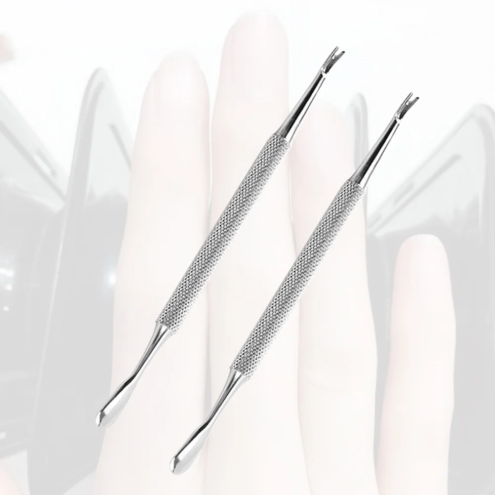 

2pcs Stainless Steel Cuticle Remover Silver Dead Skin Cuticle Pusher Trimmer Pedicure Nail Tool(Silver)