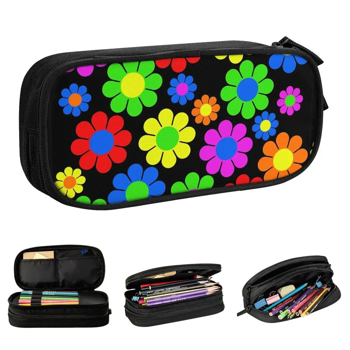 ดอกไม้ Daisy ฤดูใบไม้ผลิดินสอกล่องดินสอกล่องปากกาเด็กความจุขนาดใหญ่กระเป๋าโรงเรียนของขวัญเครื่องเขียน