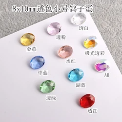 Transparent Aurora 17 Color Oval 8X10MM Crystal Glass Pointed Bottom Nail Art Rhinestone 3D DIY Manicure Decoration Stone