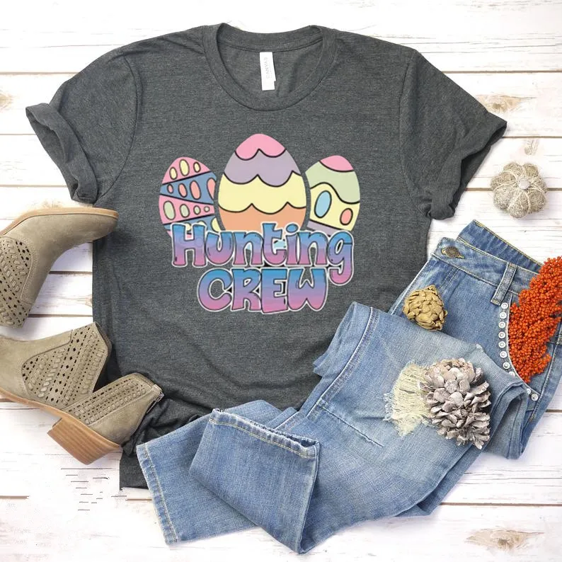 Hunting Eggs Shirt Easter Eggs Bunny Family Easter Cute Short Sleeve Fashion 100% Cotton O Neck Female Clothing Casual T-Shirts