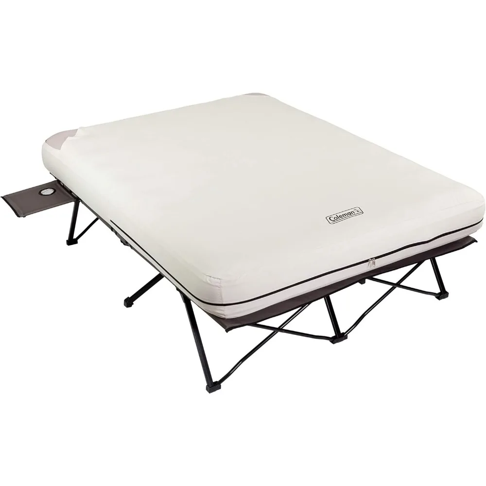 Camping Cot, Air Mattress, & Pump Combo, Folding Camp Cot & Air Bed with Side Table & Battery-Operated Pump, Great