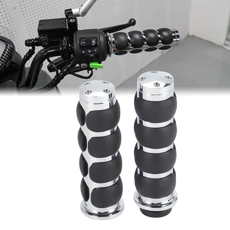 

Ручки для руля мотоцикла 22 мм и 25 мм для Harley Cruiser, ретро-мотоциклов, противоскользящие резиновые ручки, аксессуары для руля.