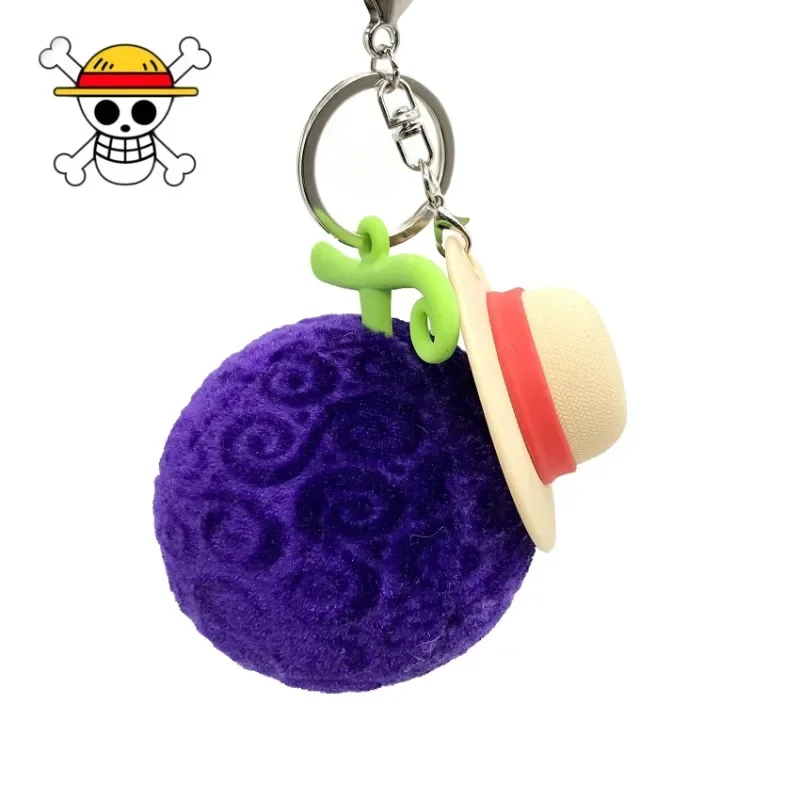 New Cartoon Keychain One Piece Luffy Hat Anime Devil Fruit Student Couple Creative Fashion Bag Plush Pendant Toy Birthday Gift