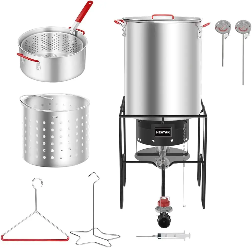 30 Qt Turkey Fryer & 10 Qt Fish Fryer Combo Kit with CSA Approved 50,000BTU Burner with 10PSI Regulator