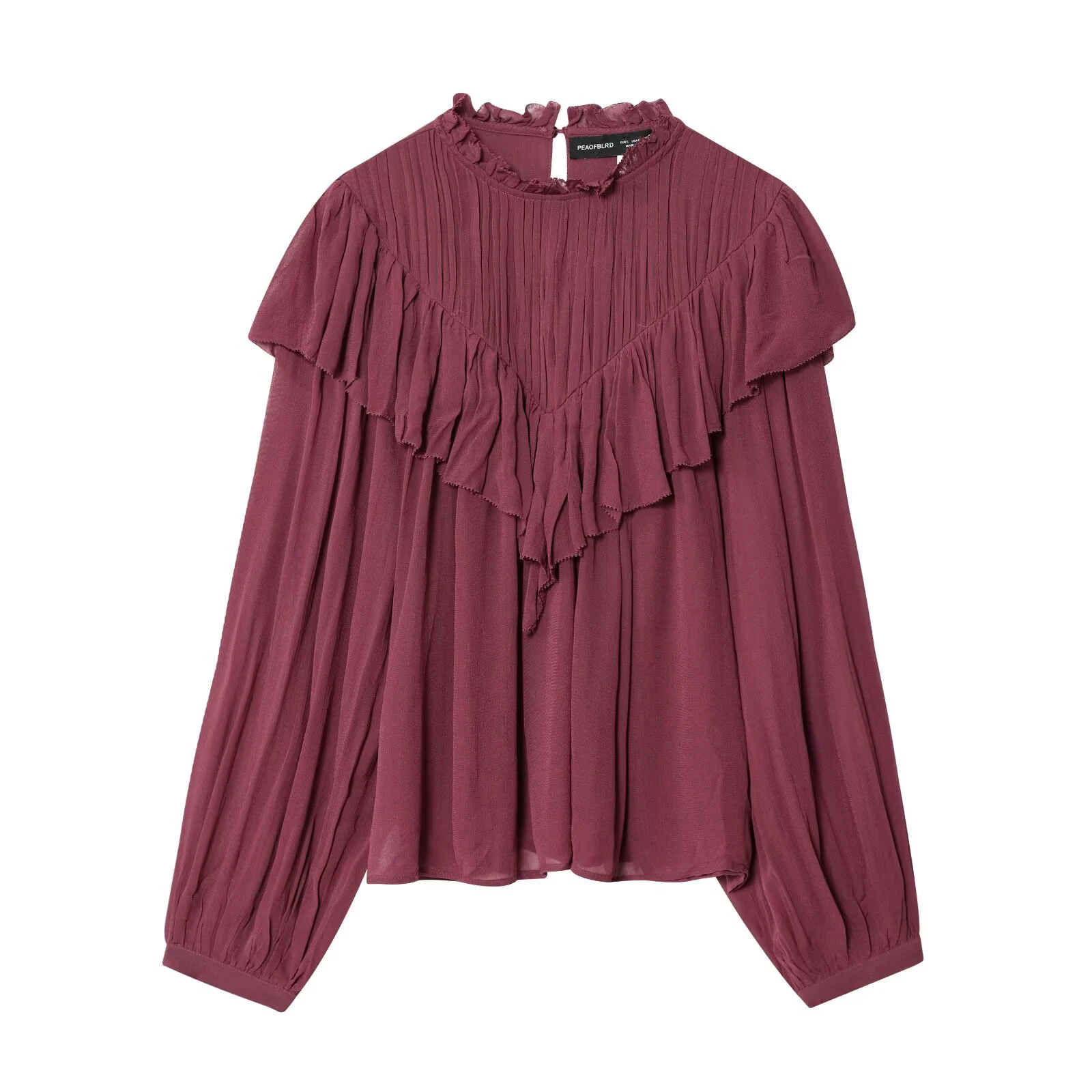 

2025 autumn new women's clothing European and American style fashionable ruffled decoration chiffon shirt