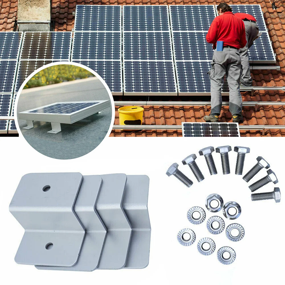 Z Style Solar Panel Mounting Brackets Corrosion Resistant Clip Sets Roof Solar Panel Bracket Clamp Aluminum Alloy Support