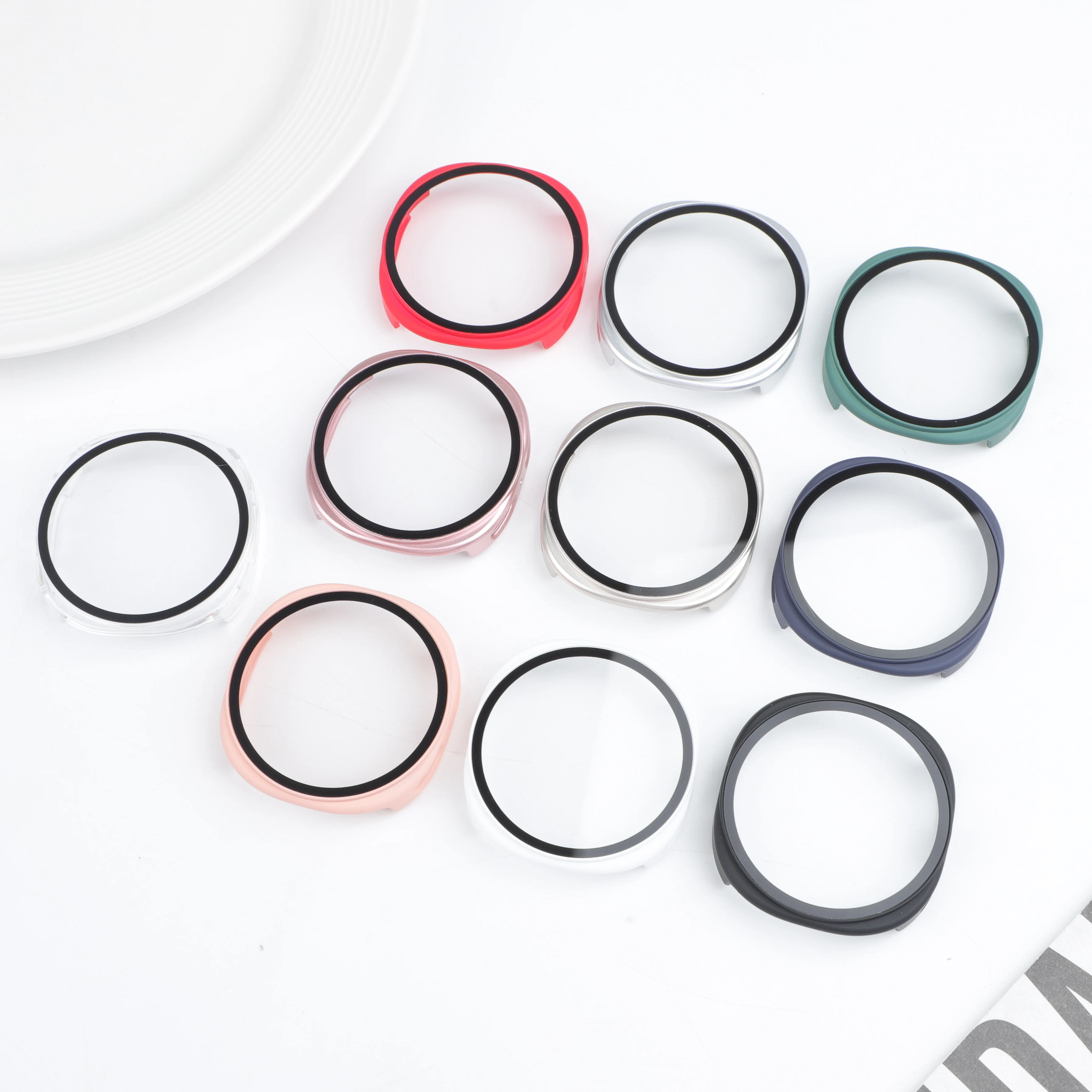 強化ガラス + ケースサムスンギャラクシーウォッチ 8 アクセサリーオールラウンドハード PC バンパーフレームスクリーンプロテクター 40 ミリメートル 44 ミリメートルカバー