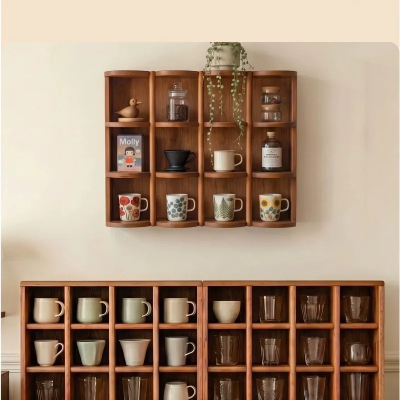 Massivholz-Aufbewahrungsregal aus Kirschholz, Tassenhalter, Kaffeetassen-Organizer, Ausstellungsständer, Tischständer für Teeservice, Wohnaccessoires