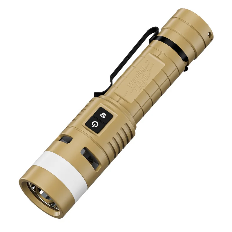Reflective Safety Protective Self defense Alarm Flashlight Strong Light Red Blue Warning Light Portable Pen Clip Hanging Super