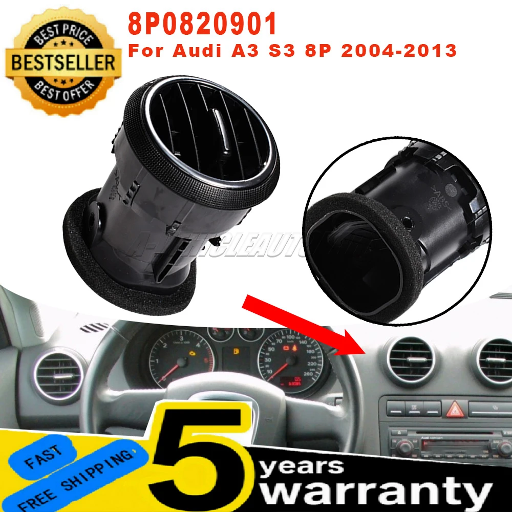 New 8P0820901 For Audi A3 S3 8P MK2 ABS 1 Pc Front Dashboard Air Vent Air Conditioner AC Grille Diffuser Panel Car Accessories