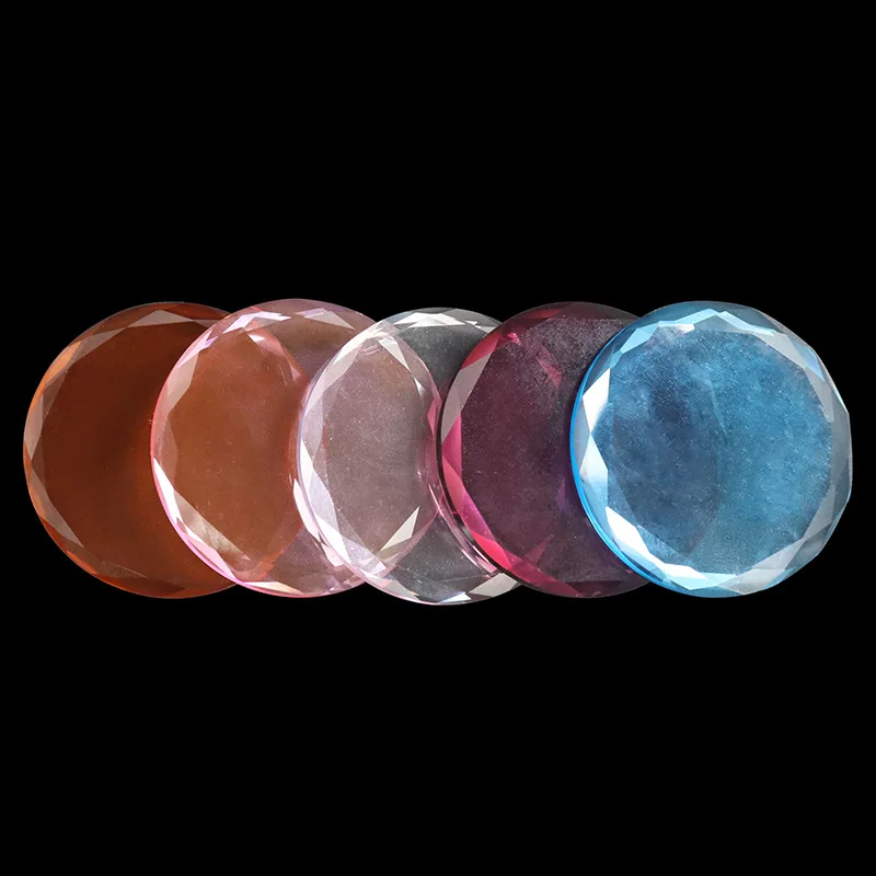 Eyelash Extension Glue Crystal Glass Pad 3D Faceted Round Glass Holder For Lash Glue Isolation Pad False Lash Grafting Tools