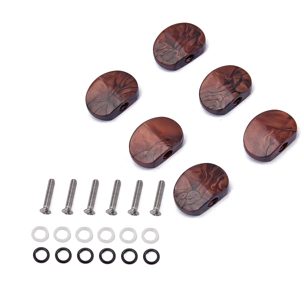 

6 pcs Coffee Brown Pegs Replacement Acrylic Button Machine Heads For Acoustic Guitar Repair Kit Guitar Tuning Keys Tuning Pegs