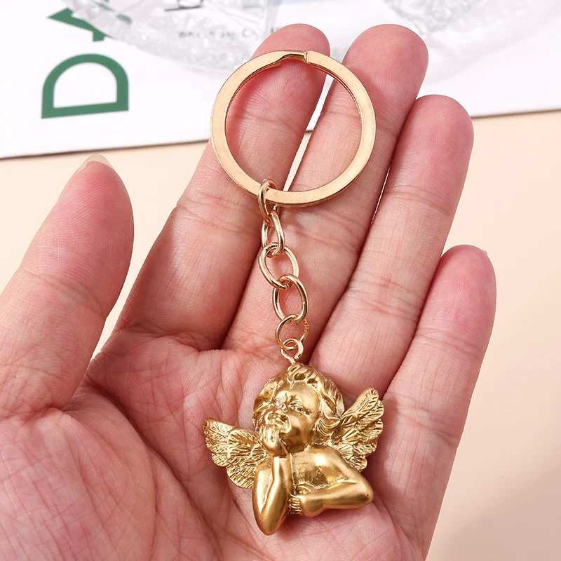 Creative Alloy Angel Keychain for Women Girl Cute Keychain Car Key Ring Holder Trinket Handbag Charms Jewelry Accessories