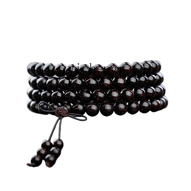 XL lobular red sandalwood bracelet with pulp, old material full of gold stars, handheld Wenwan Buddha bead sandalwood bracelet