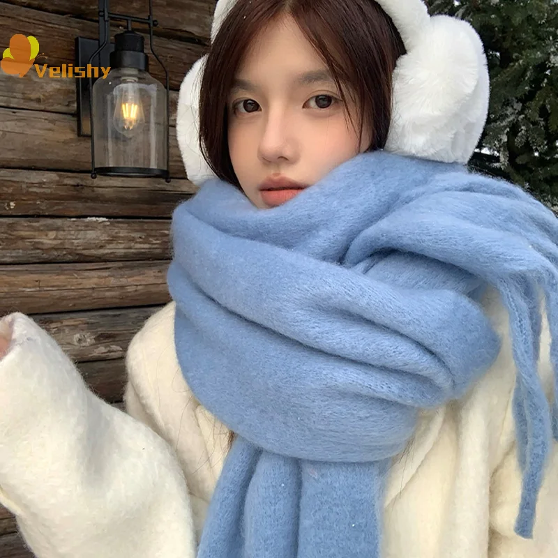 Einfarbig Dicken Großen Schal Frauen Männer Herbst Winter Koreanischen Stil Student Alle-spiel Schal Warme Neck Schal