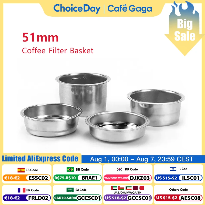 51mm Coffee Filter Basket For Delonghi EC680 EC685 Replacement Stainless Steel For Bottomless Portafilter Espresso Accessories