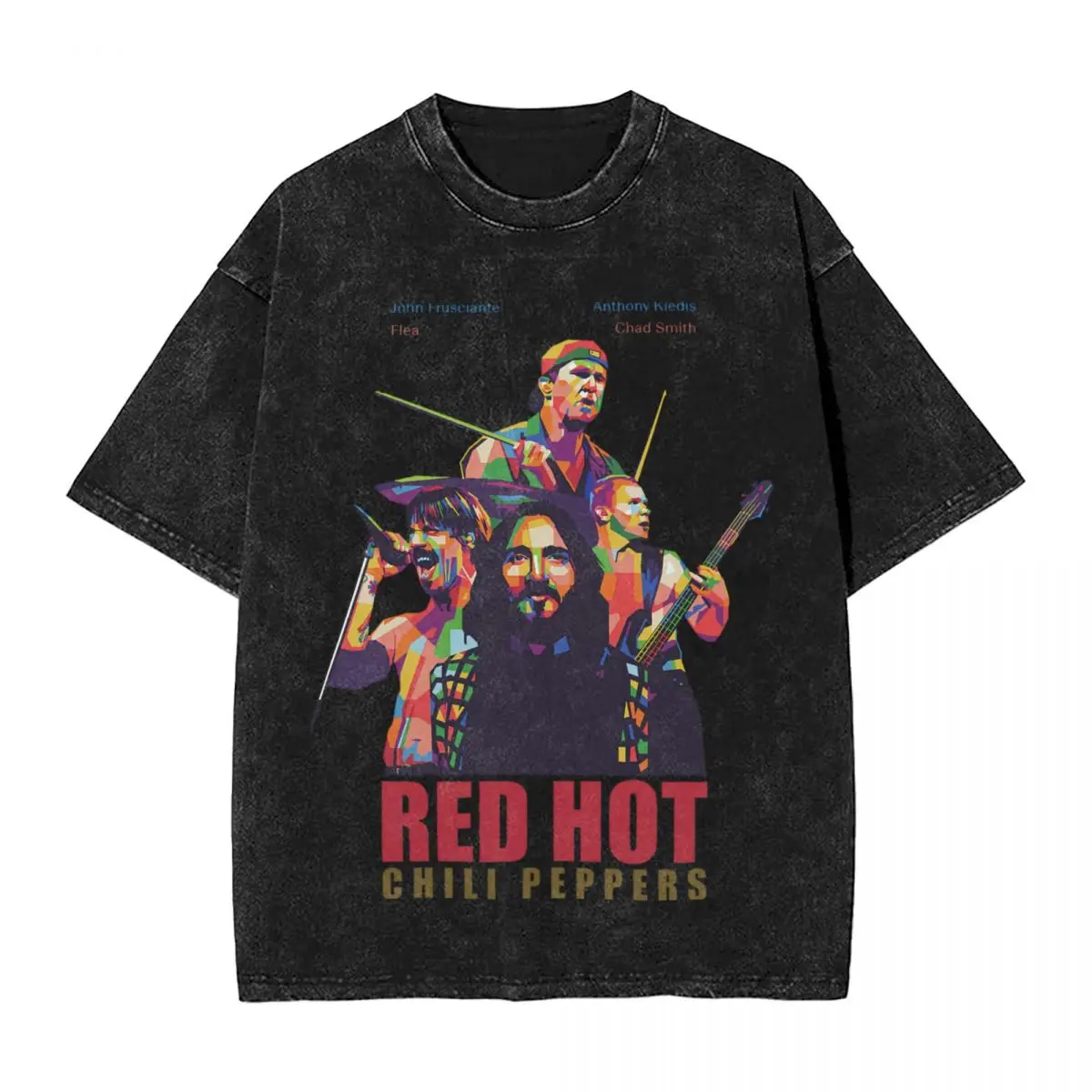 Mens T-Shirt RHCP Band Poster Washed T-Shirts Novelty Beach Tees Street Style Print Cotton Tops Birthday Gift