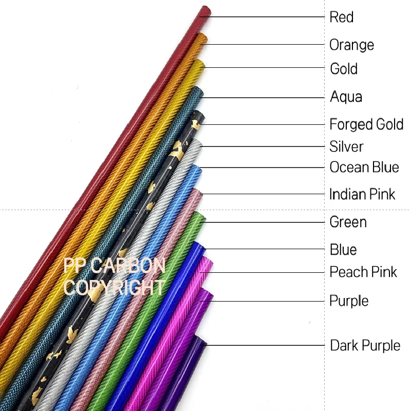 Партия/2 шт. 500 мм цветная трубка из углеродного волокна 16 мм 20 мм 22 мм 25 мм 28 мм 30 мм Золотой Серебряный Синий Красный Зеленый 3K высококомпозитный материал