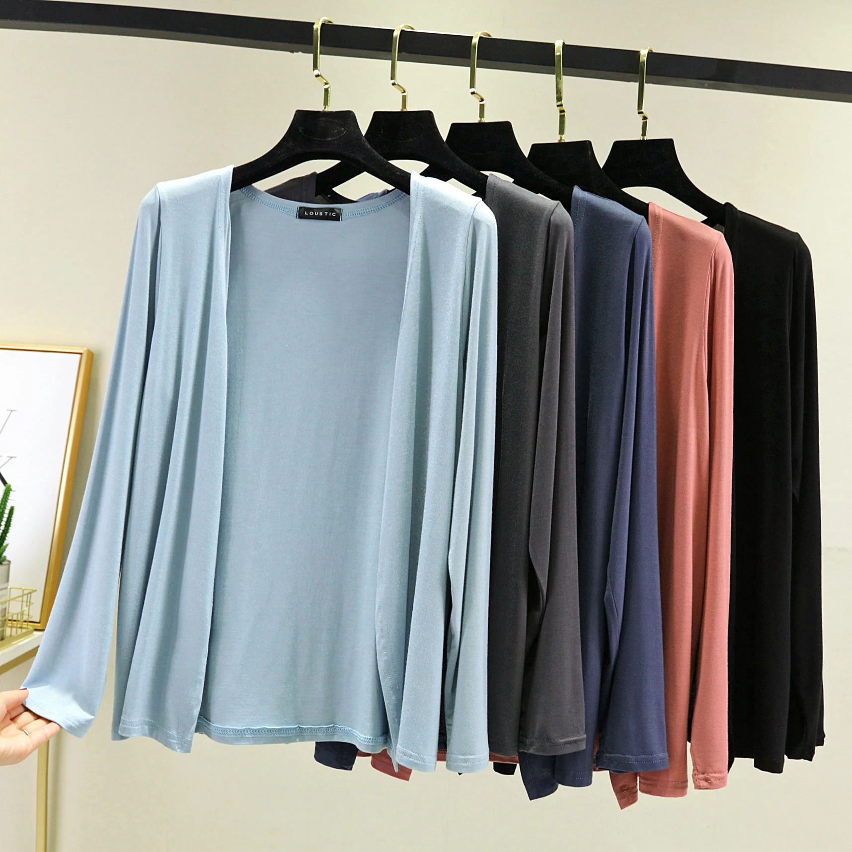 Modal Long Sleeve Open Cardigan Spring Autumn Women's Thin Sun Protection Loose Casual Top Shoulder Wrap Slimming Air Conditi...