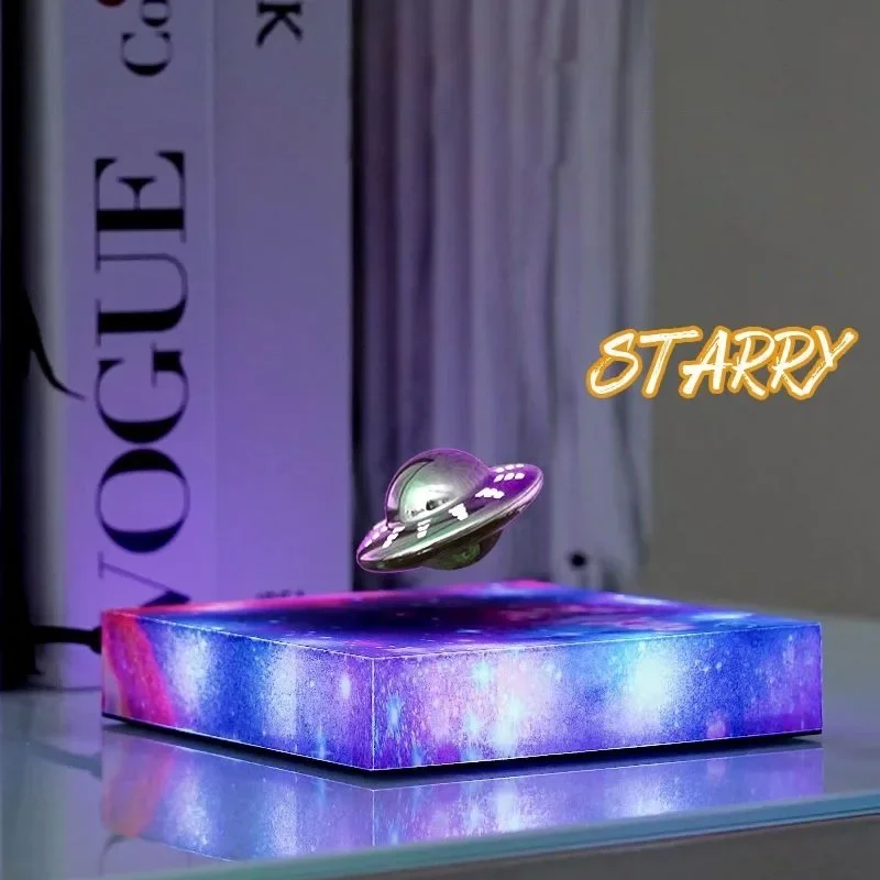 Magnetic Levitation UFO Starry Sky Night Light Universal Rotation Touch Switch Multiple Colors Noiseless Night Light