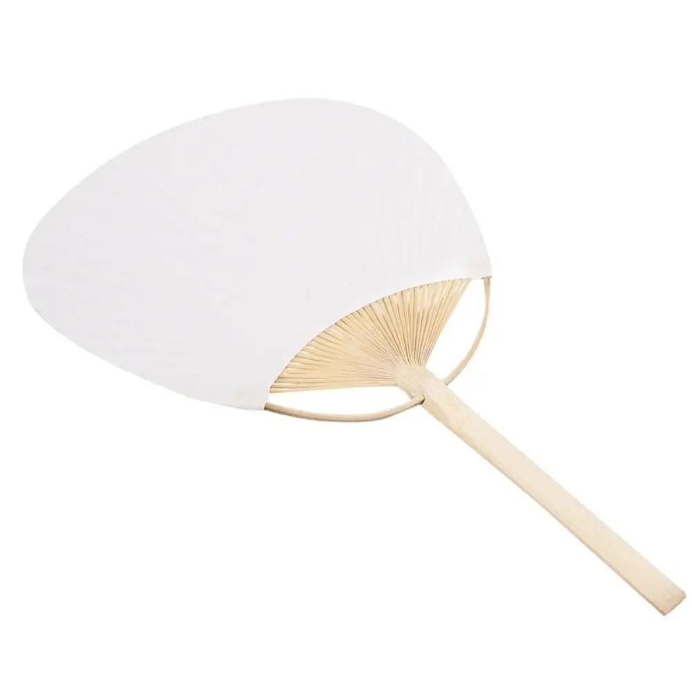 Pure White Pai Pai Bambu Fashion Calligraphy Painting Bamboo Handle Fan DIY Simple Circular Fan