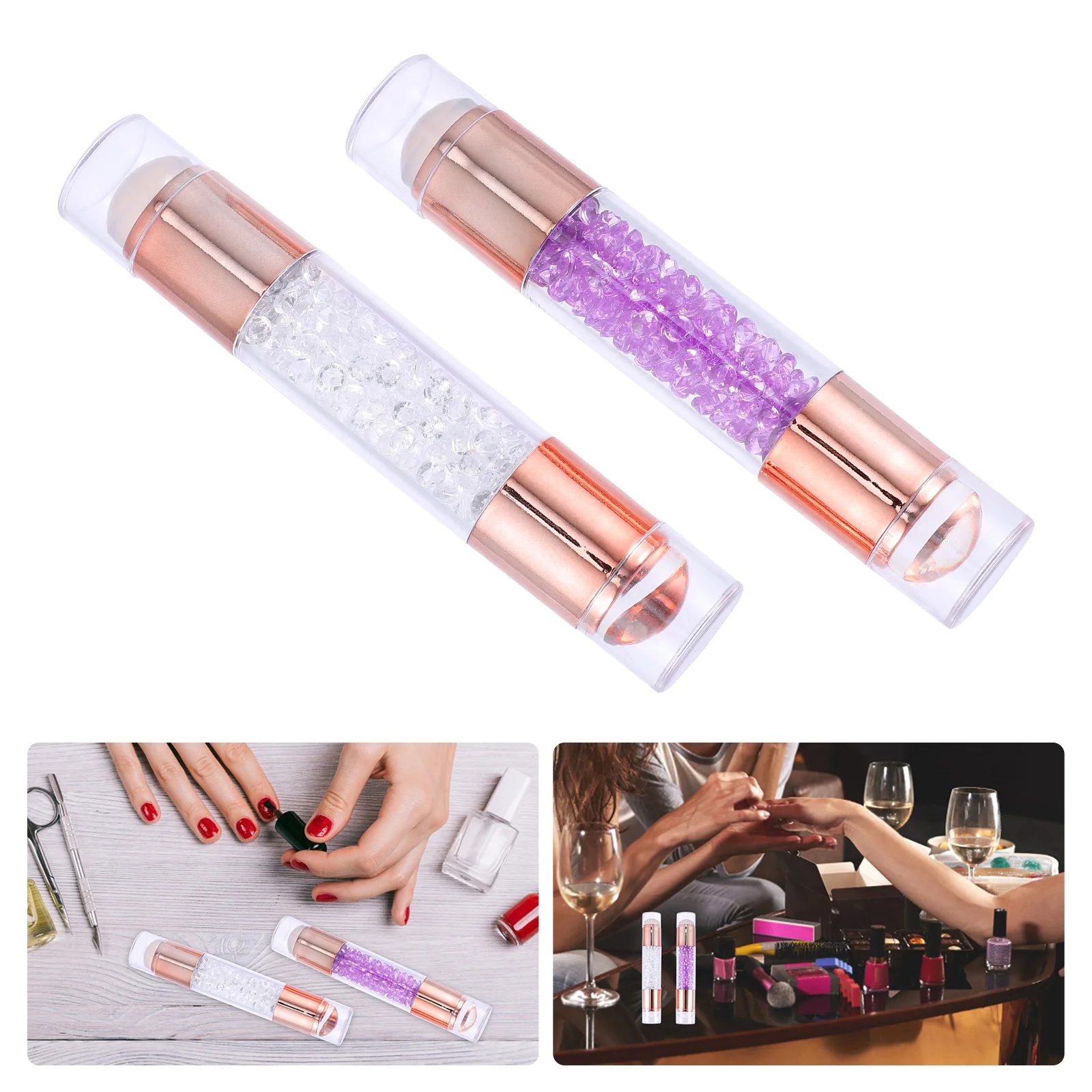 2 Pcs Nail Stamp Gel Stamper Double-ended Tool Manicure Stamping Seal Silica DIY Salon