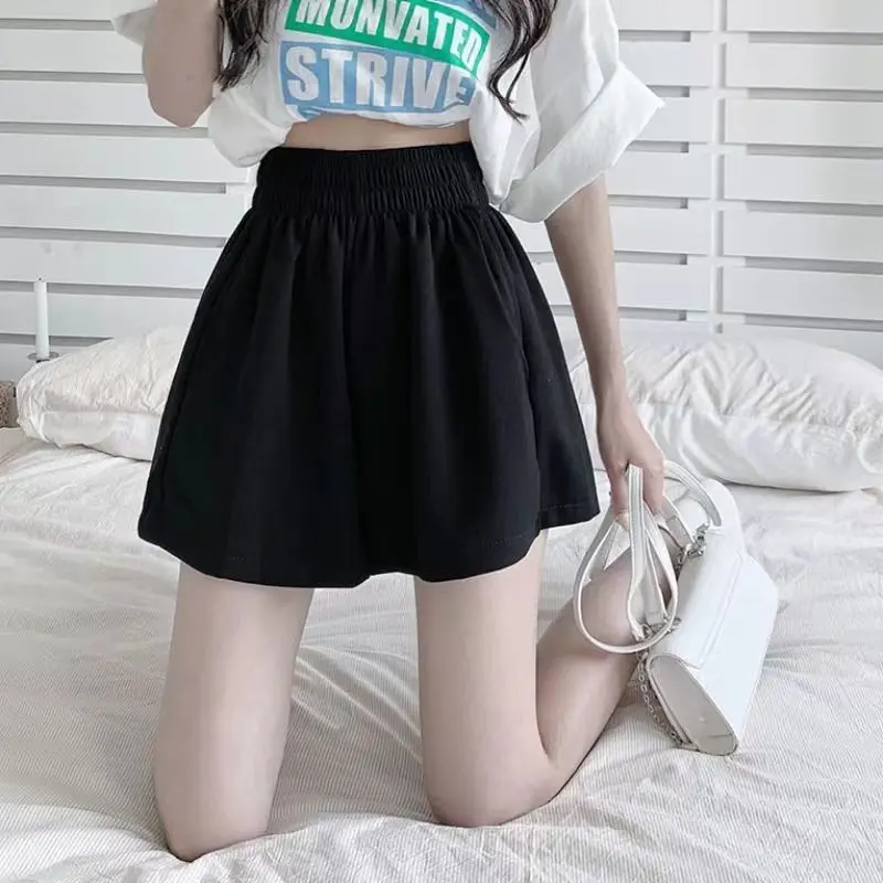 Loose High Waist ey Elastic Waist Casual Pants Women's Summer Thin Wide Leg Pants orts Hot Pants Versatile High Waist Pants