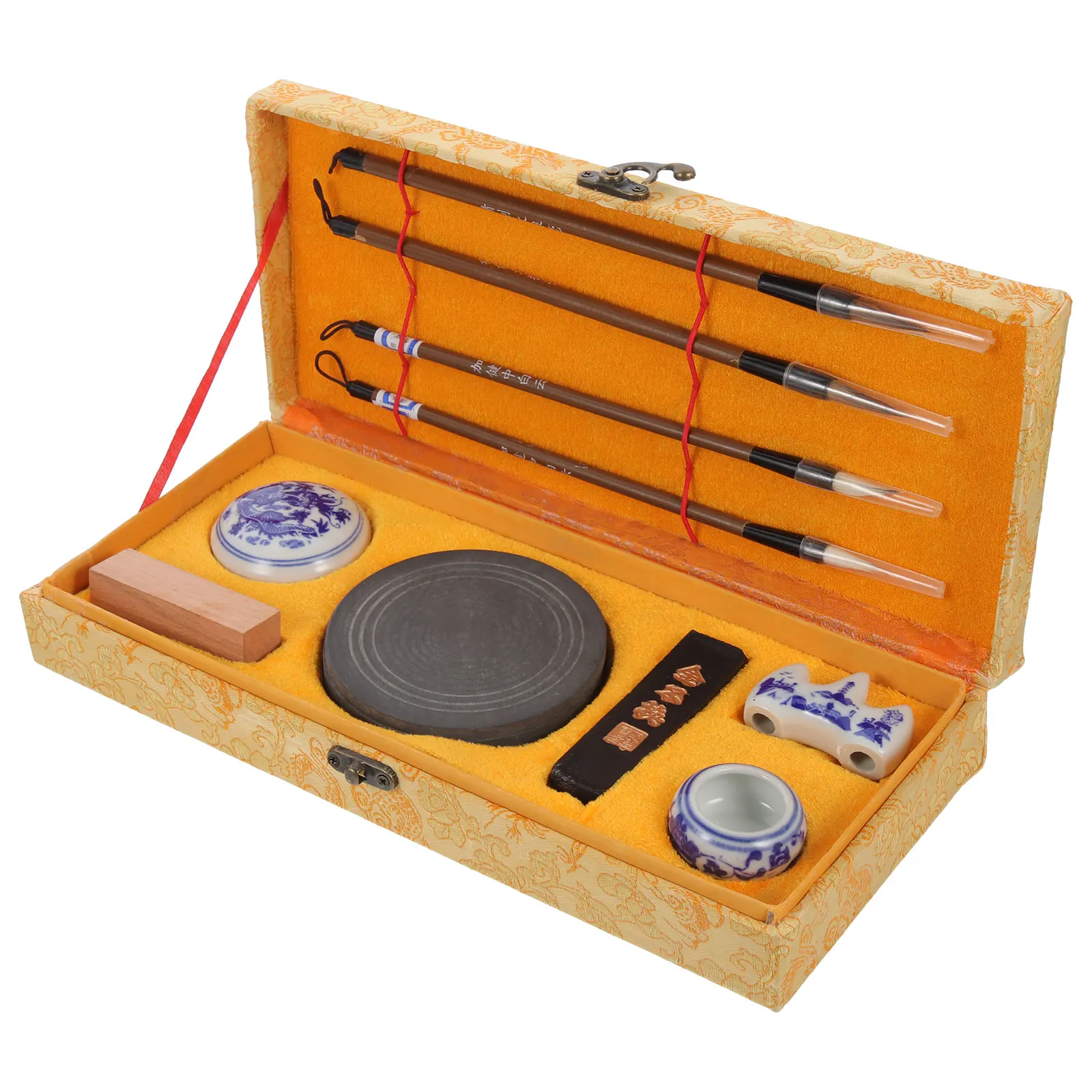 

Four Treasures Study Set Calligraphy Gift Chinese Writing Brush Ink Stick Stone Portable Durable Practical Student Art Supplies