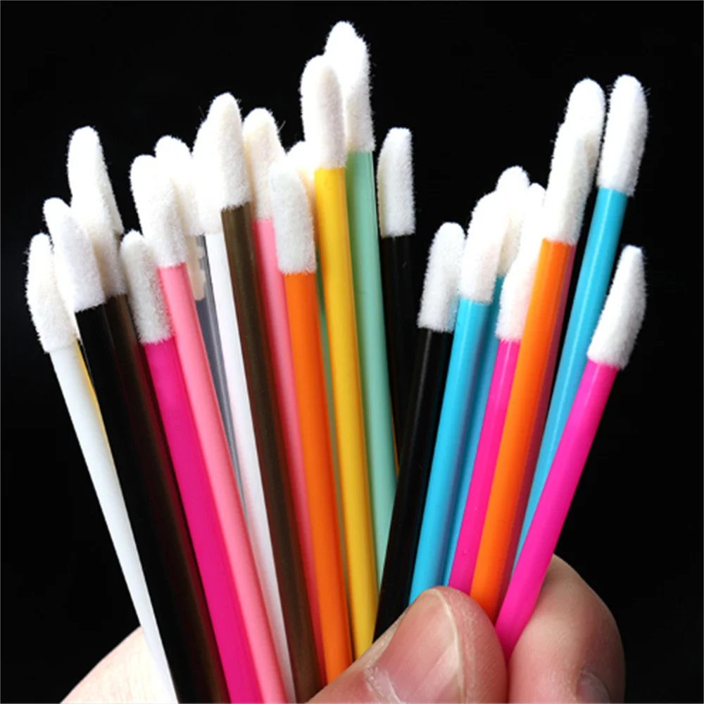 Disposable Hollow Mini Lip Brush Portable Colorful Lipstick Lip Gloss Stick Applicator Beauty Tool Makeup Brushes 50Pcs/pack