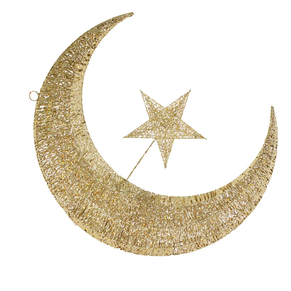 

Golden 20cm Iron Star Moon Christmas Decoration Glitter Hanging Ornament Home Party Decor Christmas Moon Decoration
