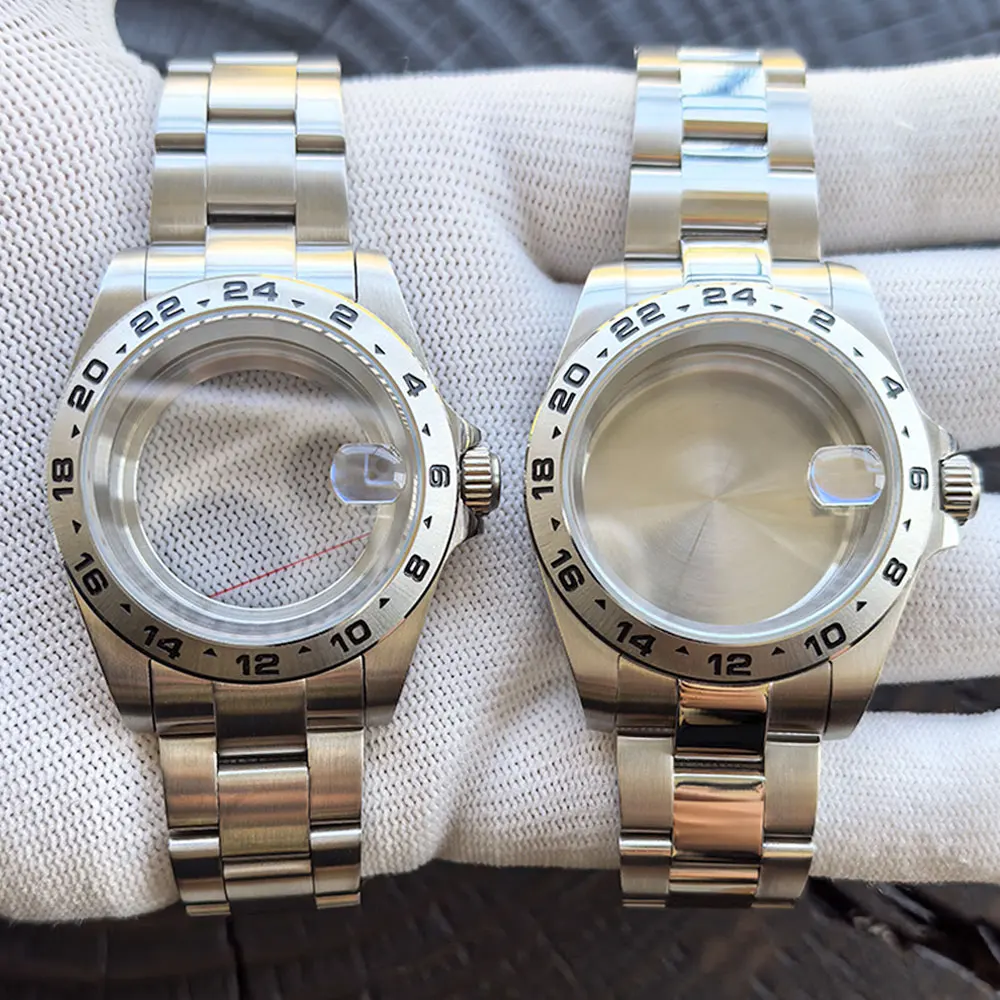 

EXP 39 мм 24-часовой GMT безель Корпус для часов NH34 NH35 NH36 Сапфировое стекло Explorer Мужской корпус Полоса из нержавеющей стали