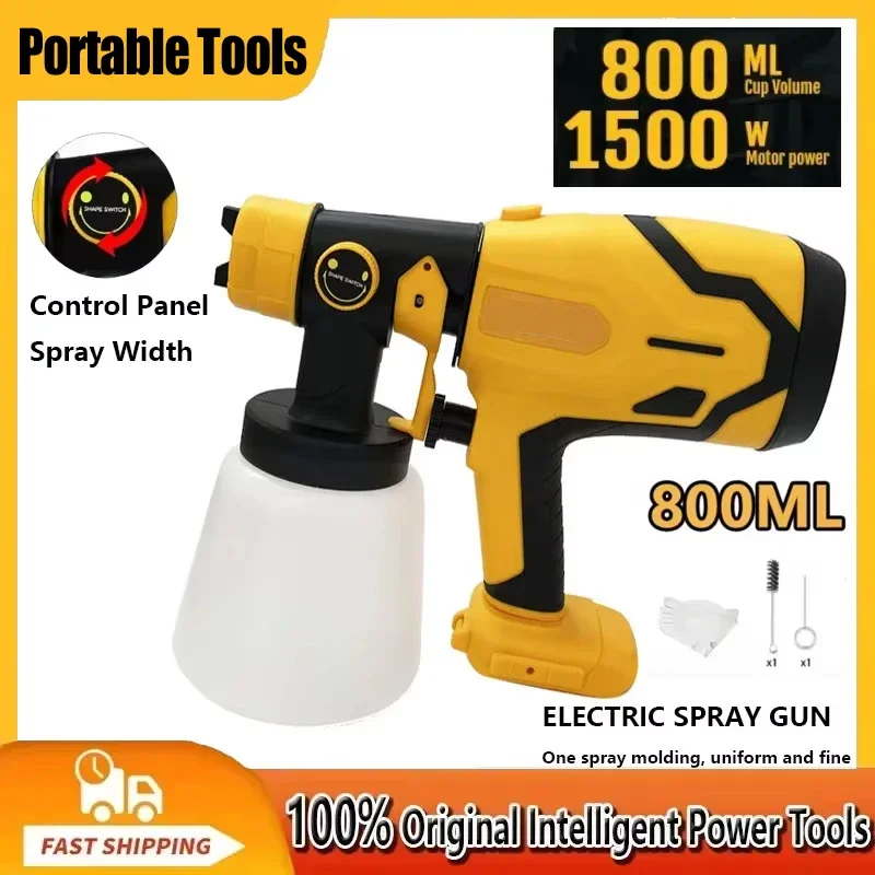 

Fit Dewalt 800ML Cordless Electric Spray Gun Portable Paint Sprayer High Power Auto Furniture Coating Airbrush For Battery