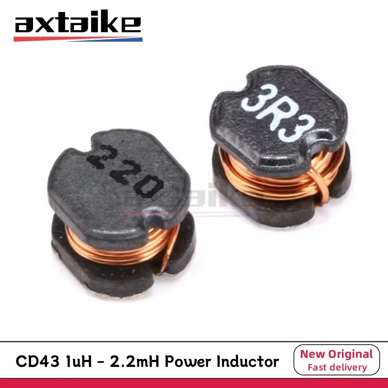 

50PCS CD43 1uH - 2.2mH SMD Power Inductor 2.2uH 3.3uH 4.7uH 10uH 22uH 47uH 68uH 100uH 220uH 330uH 470uH Inductance 2R2 4R7 1mH