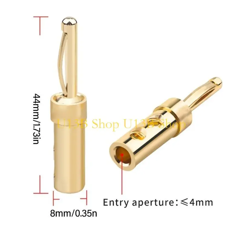 U13B 4pcs Los tapones plátano cobre sólido chapado en oro con insertos cobre mejoran sonido