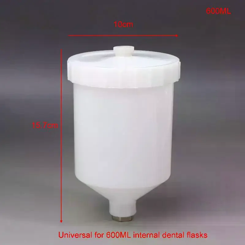 كوب رش بلاستيكي عملي 125/250/600 مل للطلاء، تغذية الجاذبية الهوائية مع موصل خيط لمكونات مسدس الرش #6