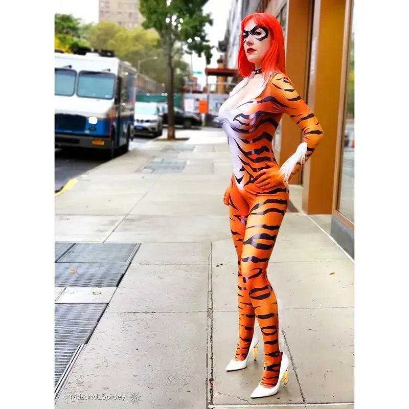 Halloween Adult Kids Red Black Cat Cosplay Costumes Zentai Bodysuit Suit Jumpsuit Tiger Superhero Jumpsuits