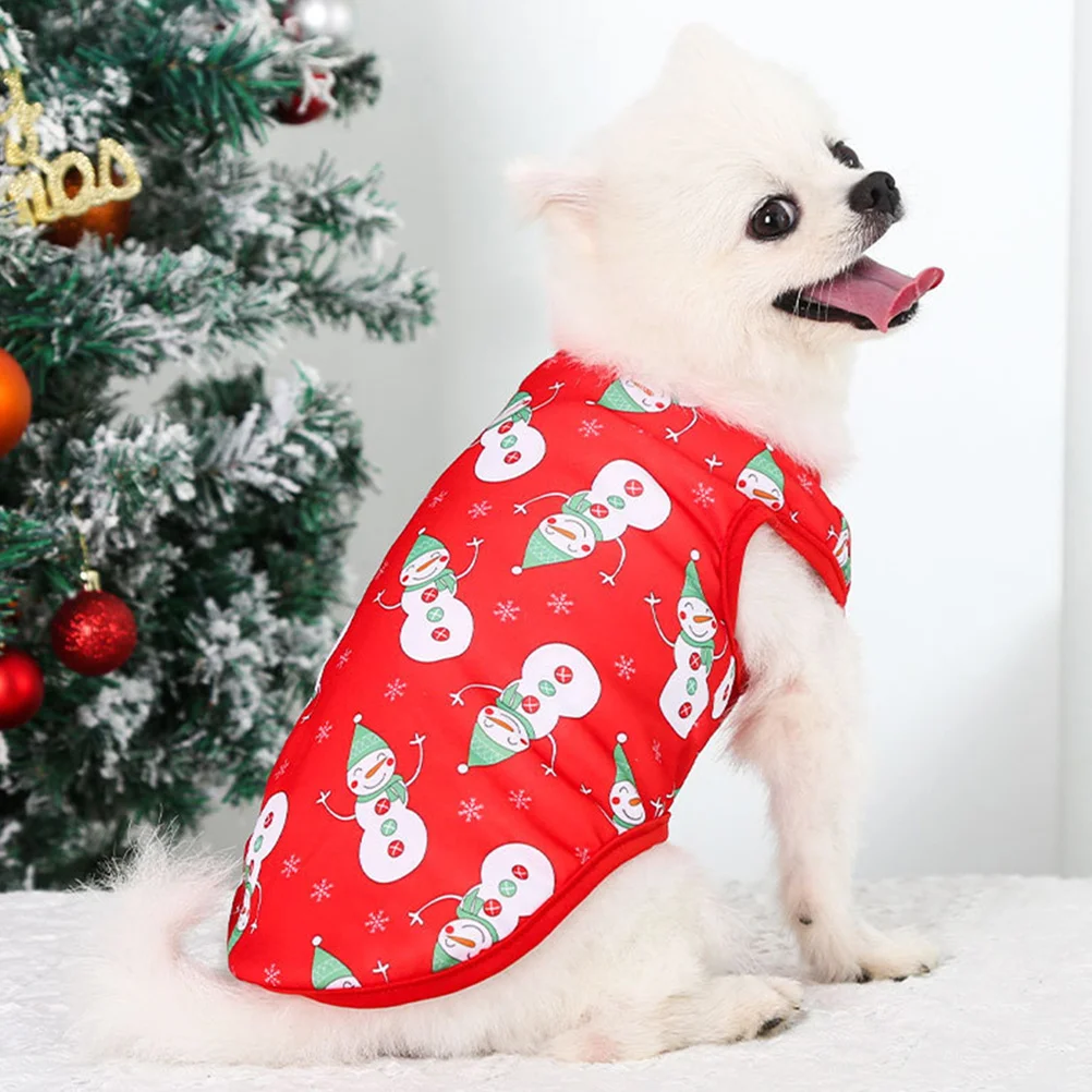 

1Pcs Christmas Theme Dog Vest Pet Clothes Xmas Polyester Warm Outfit for Small Dogs Holiday Costume Dog Clothes