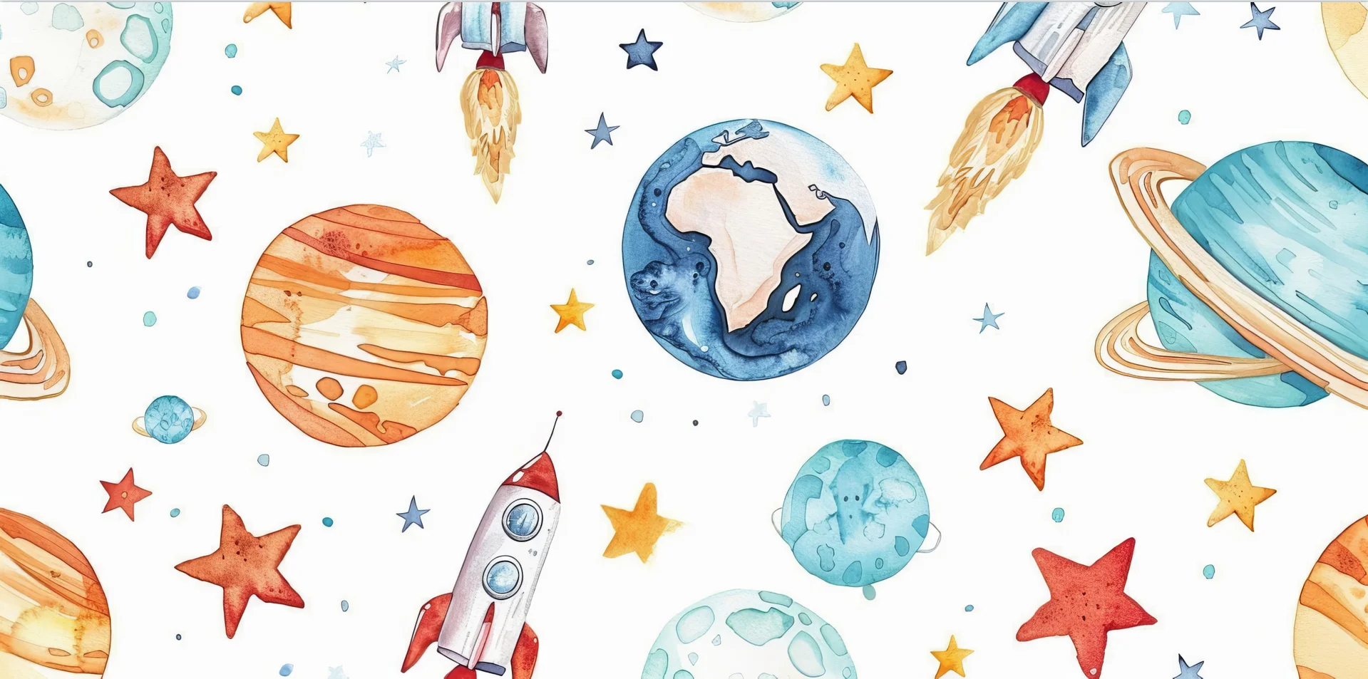 

Customized mural hand-painted planet rocket children's room background mural hot air balloon mountain 3d wallpaper decorative